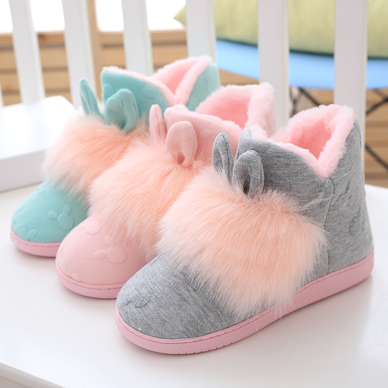 Moon Shoes Autumn Winter Thick Base Bag Heel Maternal Postnatal Room Slippers Soft Bottom Plus Suede Cute Cotton Slippers Warm