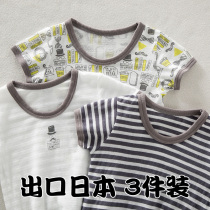 Summer Japanese childrens clothes sweatshirt children half-sleeve cotton breathable baby shirt Boy T-shirt short sleeve sweat-absorbing quick-drying