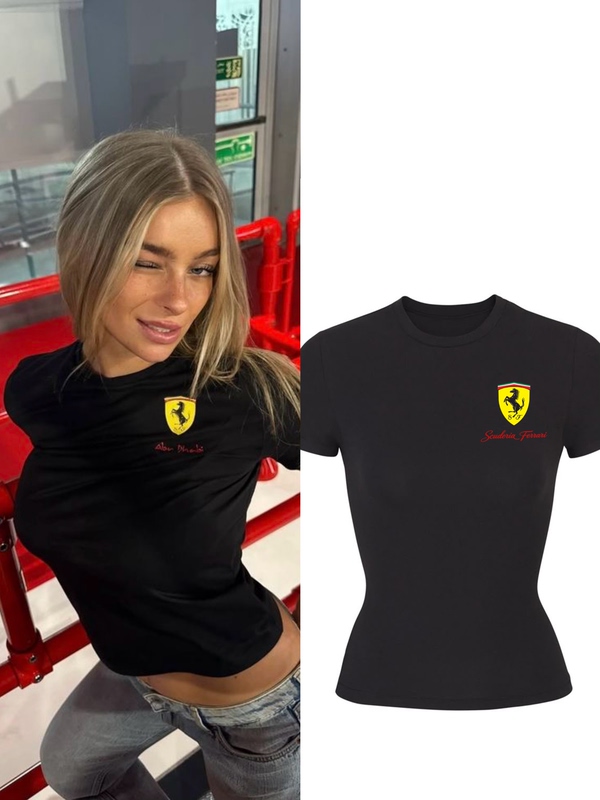 Chen Grape's Original Ferrari Racing Team Style American Short-Sleeved Training Shirt with a Simple Round Neck Chen Grape's Original Ferrari Racing Team Style American Short-Sleeved Training Shirt with a Simple Round Neck