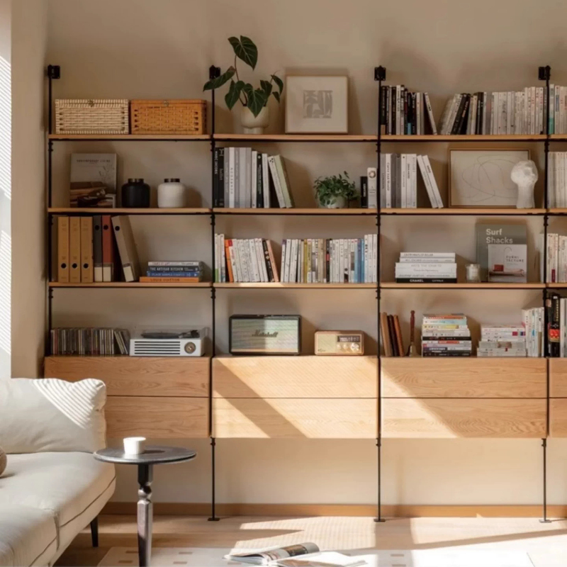 Italian Minimalist Style Solid Wood Bookcase, Floor-Standing Multi-Layer Storage Rack, Wall-Mounted Office Partition, Wall-Mounted Bookshelf Display Rack Italian Minimalist Style Solid Wood Bookcase, Floor-Standing Multi-Layer Storage Rack, Wall-Mounted Office Partition, Wall-Mounted Bookshelf Display Rack