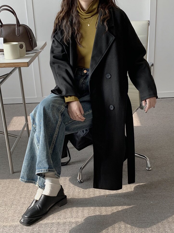 HALO BBING homemade autumn winter new Korean version plush coat double-row buttoned with cotton long version of women
