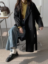 HALO BBING homemade autumn and winter New Korean woolen coat double-breasted woolen coat plus cotton long women