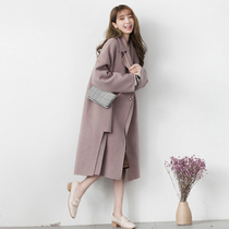Korean version of the long section of the small man 2021 new autumn and winter wool coat cashmere double-sided wool coat forest female