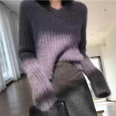 Autumn 2021 new autumn and winter large size women's clothing Net red lazy wind mink velvet pullover loose sweater wear