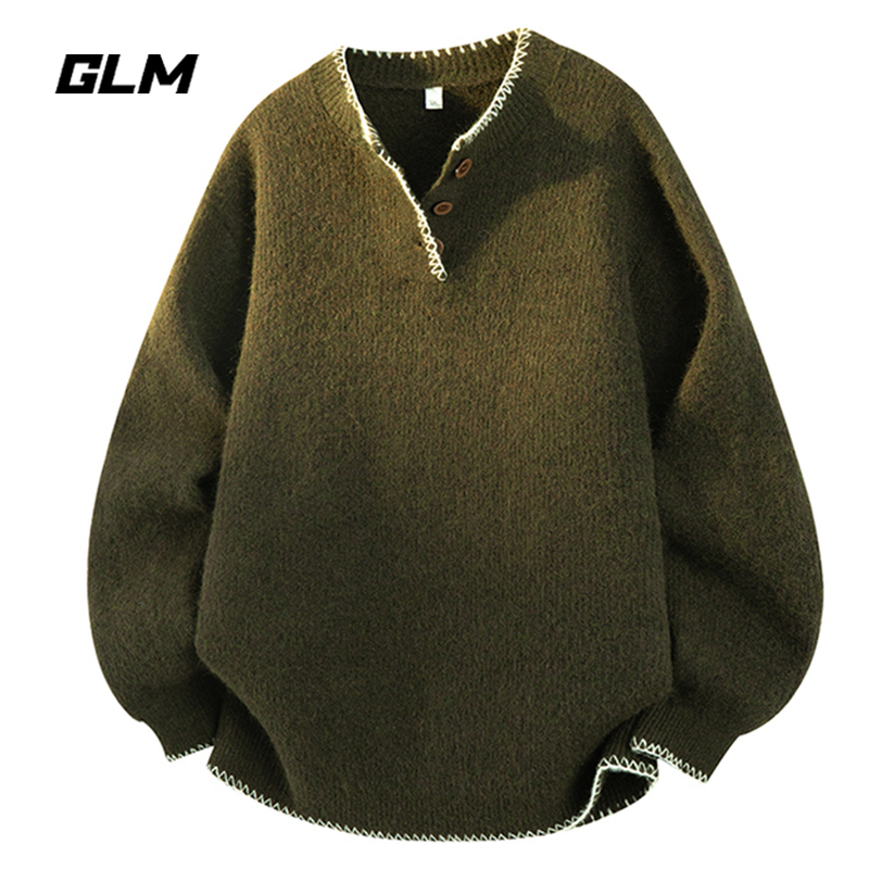 Glm Official Genuine Hand-Stitched 2026 Henry Knit Sweater for Men, Very Stylish Autumn Outfit, Inner Layer Sweater