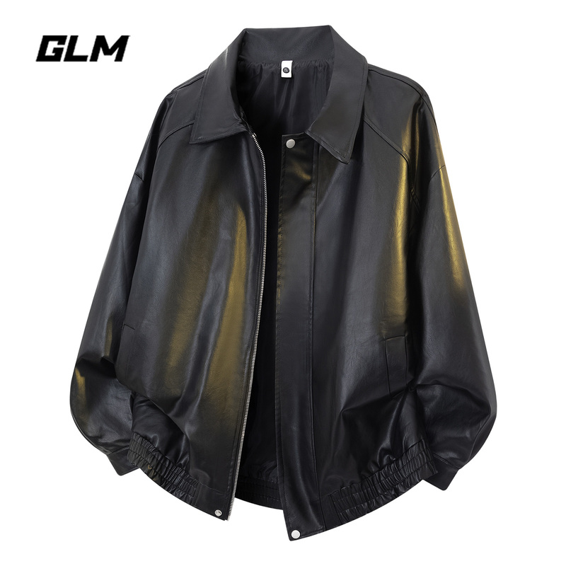 Glm Official Genuine Black Melard Motorcycle Loose Leather Jacket Men's Spring and Summer Lapel Silhouette Leather Jacket Glm Official Genuine Black Melard Motorcycle Loose Leather Jacket Men's Spring and Summer Lapel Silhouette Leather Jacket