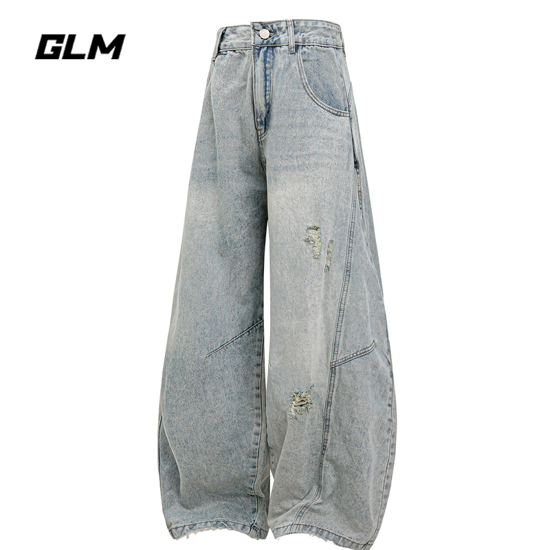 Glm Official Authentic Vintage Ripped Denim Scimitar Pants Men's Summer American Style Casual Relaxed Pants Glm Official Authentic Vintage Ripped Denim Scimitar Pants Men's Summer American Style Casual Relaxed Pants