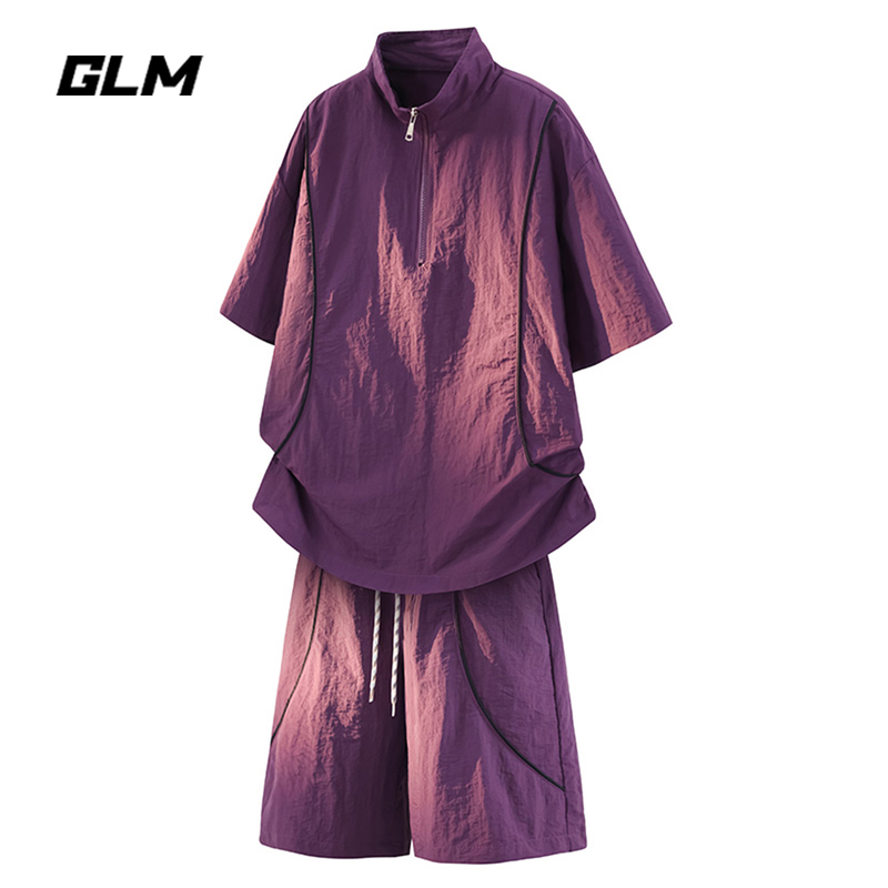 Glm Official Genuine Purple Sun Protection T-Shirt Set Men's Sportswear Summer Refreshing Youth Relaxed Summer Outfit Complete Set Glm Official Genuine Purple Sun Protection T-Shirt Set Men's Sportswear Summer Refreshing Youth Relaxed Summer Outfit Complete Set