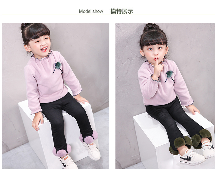 Quần bé gái cộng với quần denim dày nhung 2018 mới mùa đông quần trẻ em có chất liệu cotton cotton ấm quần jean ống rộng bé gái xuân hè