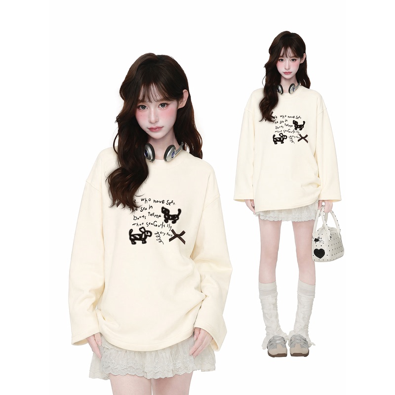 Babybunny Japanese Sweet Style ins Design Pure Cotton Long-Sleeve T-Shirt for Women, New Autumn Loose and Versatile Top