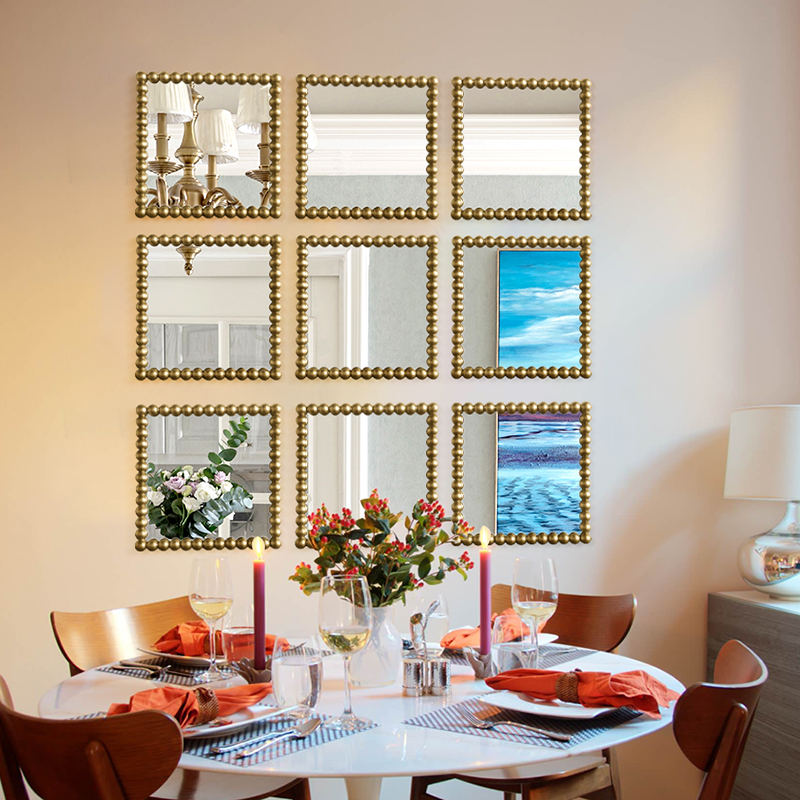 French decorative mirror living room dining side mirror light luxury background wall mirror model room decoration piece wall hanging porch mirror