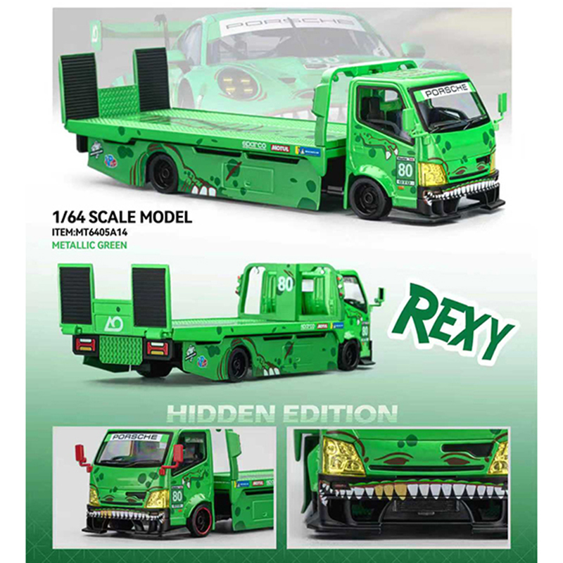 Mega Gear Mg1:64 Fully Modified Flatbed Trailer, Dinosaur Tyrannosaurus Alloy Car Model
