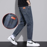 Демисезонные износостойкие джинсы, утепленные зимние удерживающие тепло повседневные брюки, свободный прямой крой