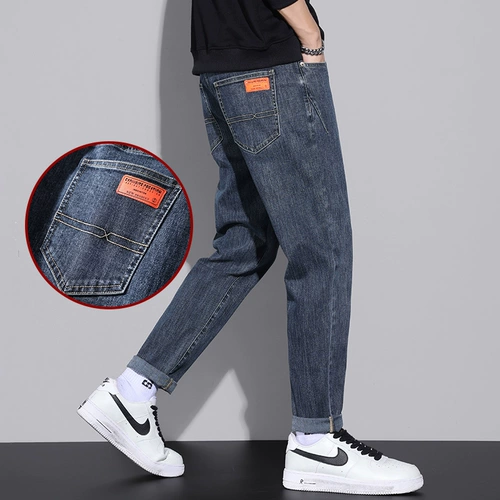 Демисезонные износостойкие джинсы, утепленные зимние удерживающие тепло повседневные брюки, свободный прямой крой