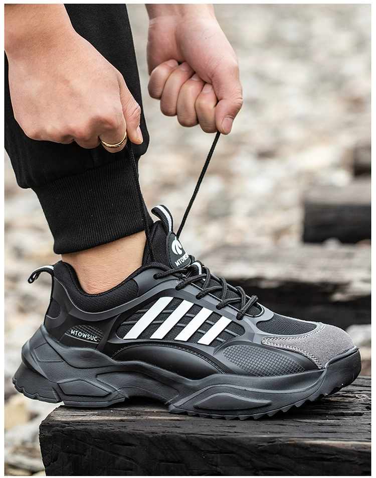 Lightweight cushioning labor protection shoes for men and women, lightweight, breathable, soft bottom, anti-smash, anti-puncture, steel toe safety shoes, construction site shoes