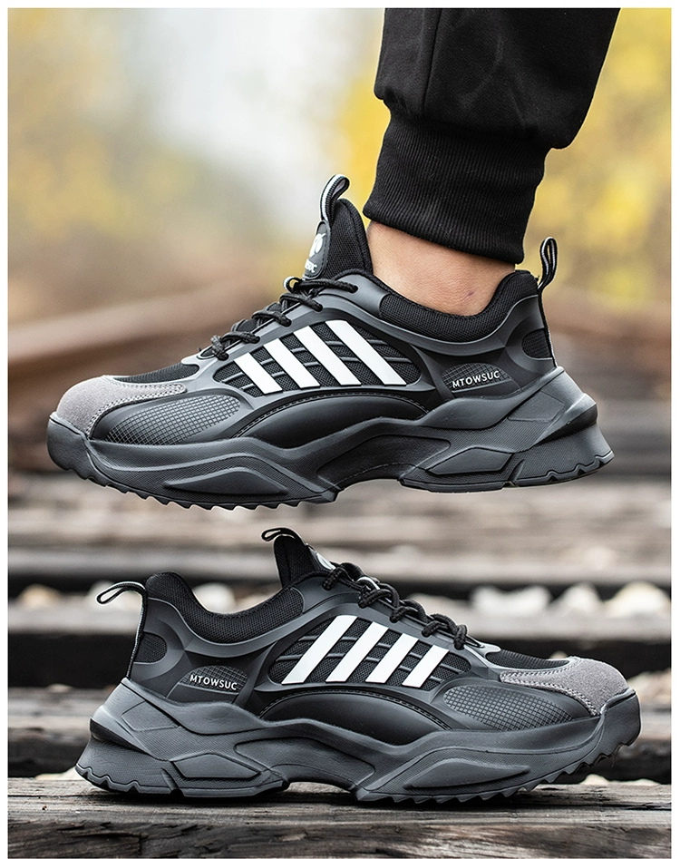 Lightweight cushioning labor protection shoes for men and women, lightweight, breathable, soft bottom, anti-smash, anti-puncture, steel toe safety shoes, construction site shoes