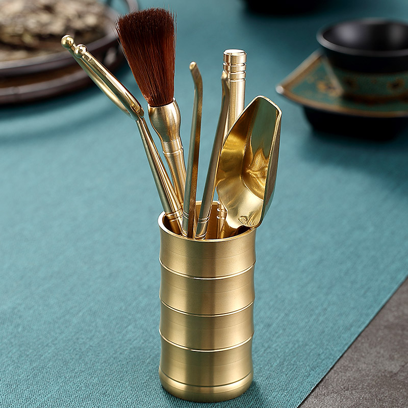 Morning high tea six gentleman 's suit pure copper copper kung fu tea tea accessories knife YangHuBi ChaGa cups fork