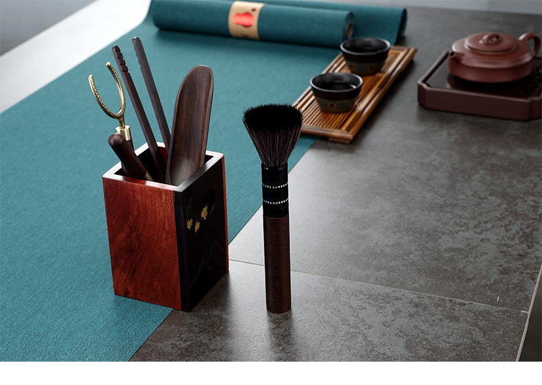 Morning high six gentleman 's suit real wood ebony ChaGa teaspoons tea cup fork zero YangHuBi kung fu tea set