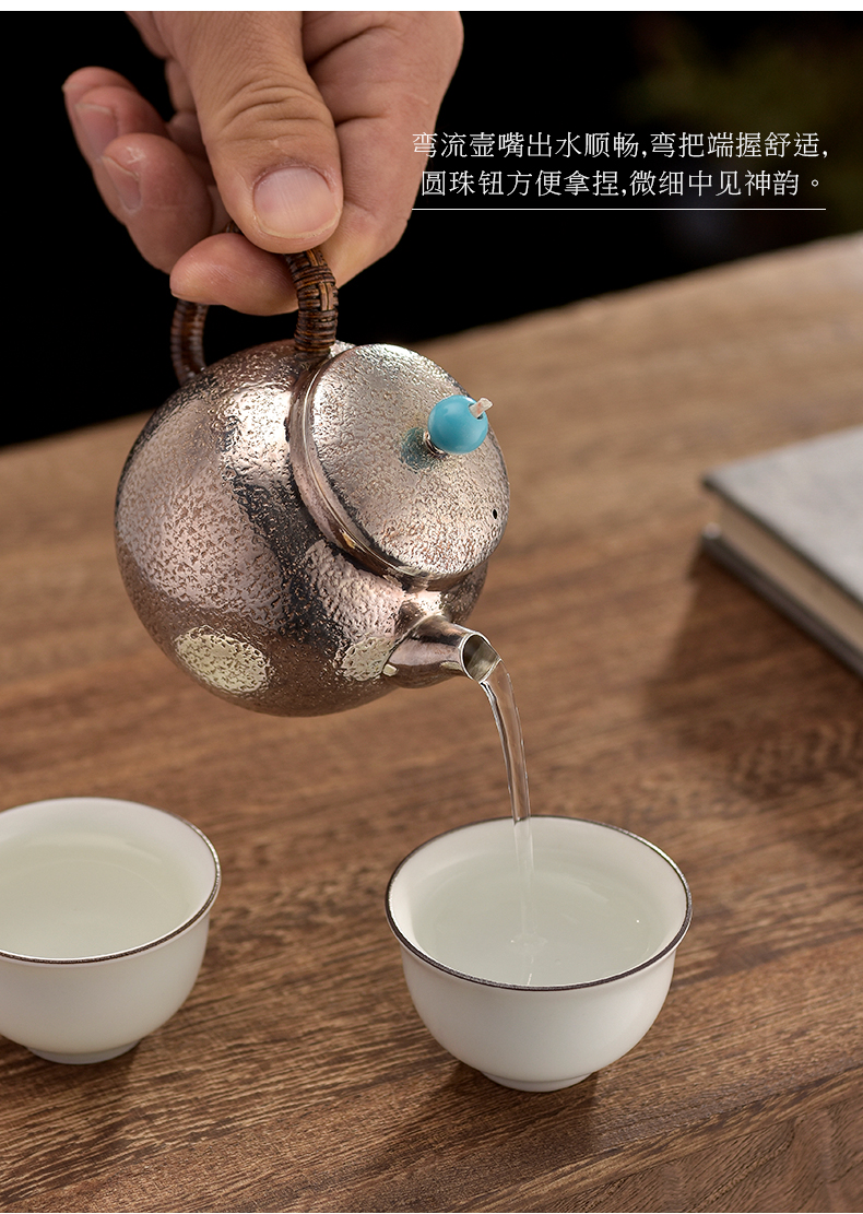 Morning high become saybot 28 - volume of silver pot home teapot sterling silver 999 xi shi pot checking gift tea set the teapot