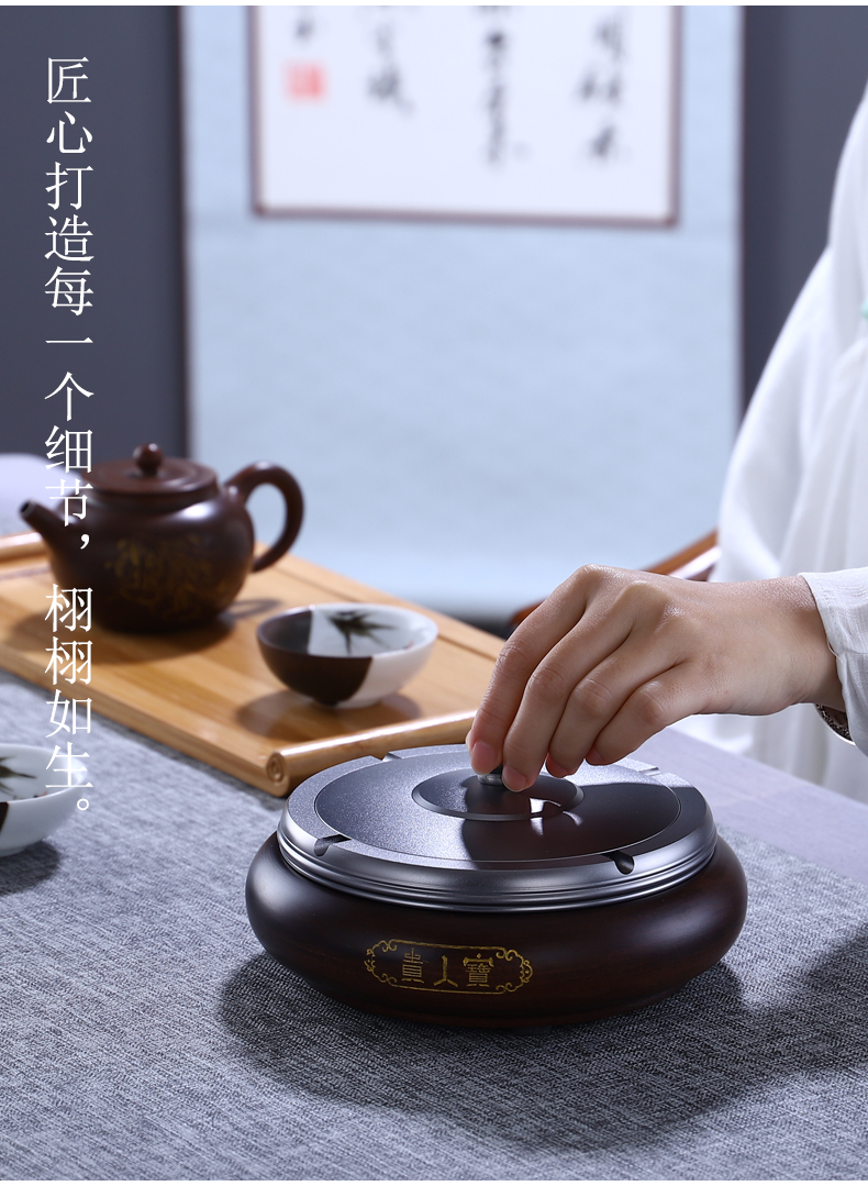 Morning high solid wood fashionable ashtray no clean rosewood gift hotel office with cover an ashtray tea taking