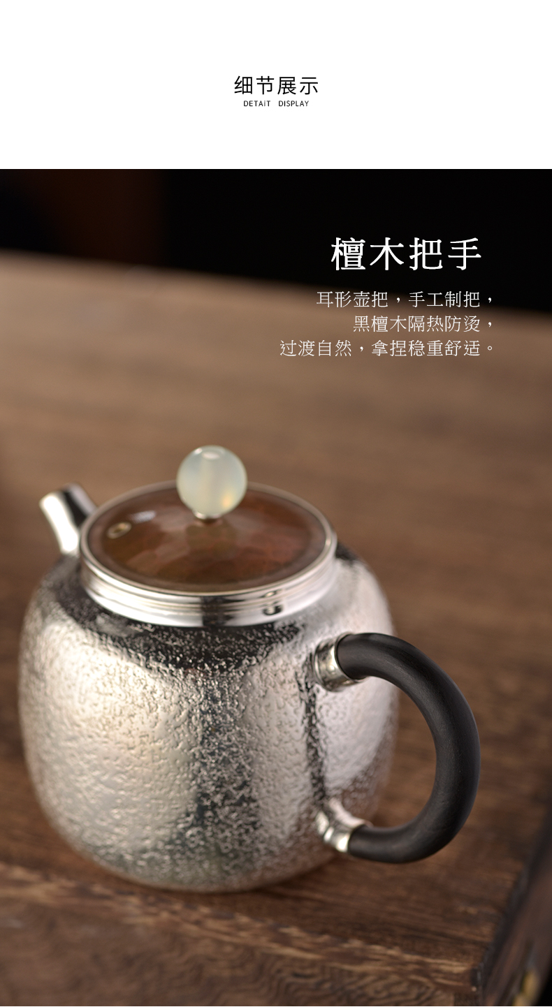 Morning high become saybot hemp 999 sterling silver sycee pot teapot pure manual hammer xi shi little teapot tea set the teapot