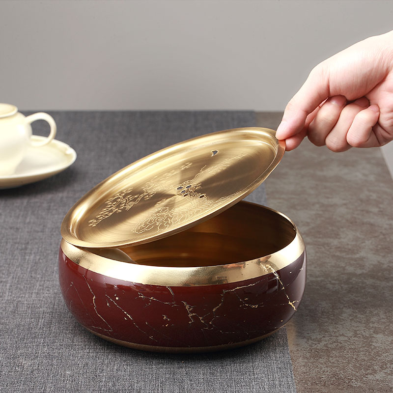 Morning high circular pure copper ground tea wash cup for wash large wash cup heavy plate hot cylinder dry plate bearing pot