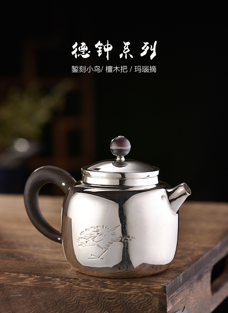 Morning high become saybot carve engraves the bird 999 silver pot pot all hand kung fu tea teapot big silver pot