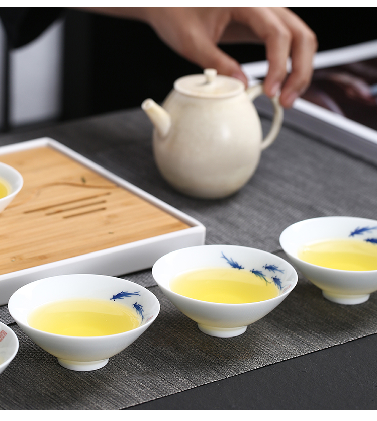 Morning high ceramic hand - made kung fu tea cups 6 young master cup tea light hat cup sample tea cup bowl