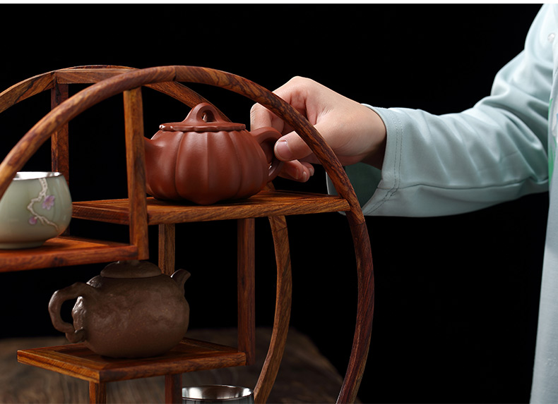 Morning high tea rich ancient frame small spend pear wood tea taking with zero it display cups to receive ark type