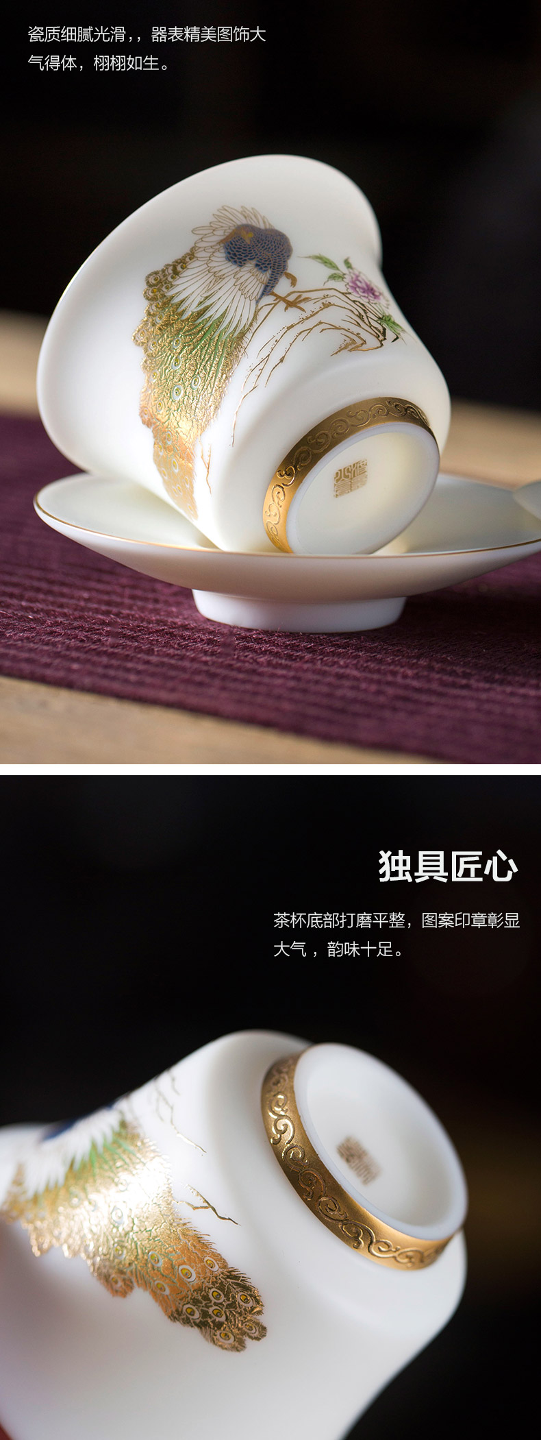 Morning high suet jade ceramic tureen white porcelain only three tureen to use household teapot size kung fu tea set