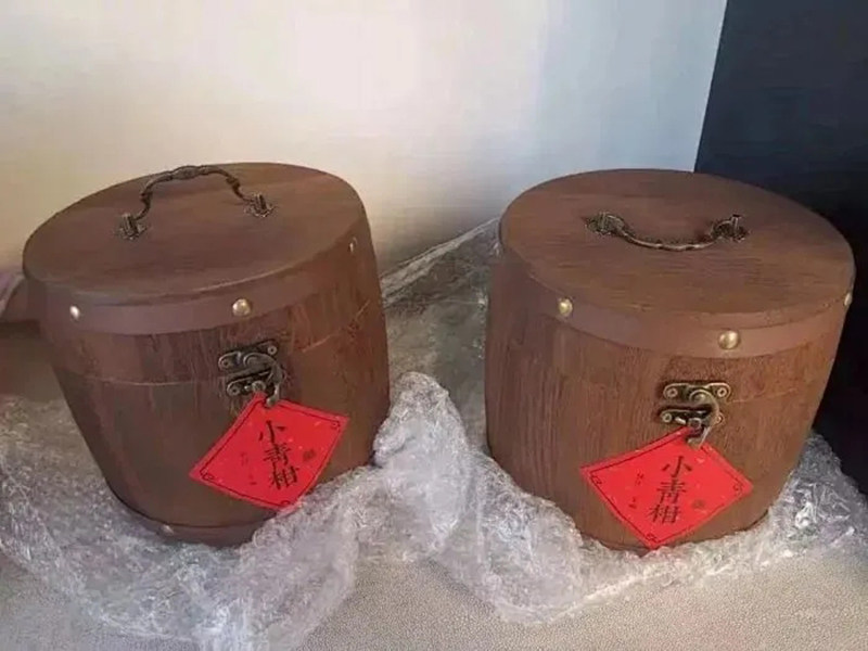 Small green citrus Pu'er tea palace Pu'er tea Pu'er cooked tea Dried Orange Peel Mandarin Orange Peel Tea Wood Barrel Gift Box 500g Gift