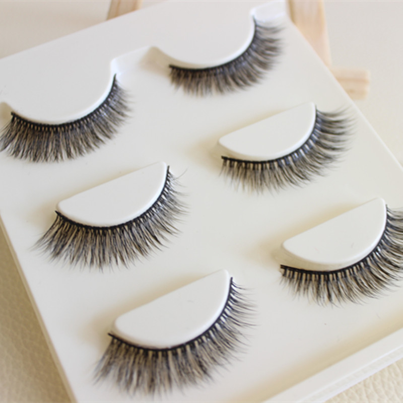 新款3d立体多层黑色棉线梗眼睫毛 前短后长短款眼尾加长假睫毛45