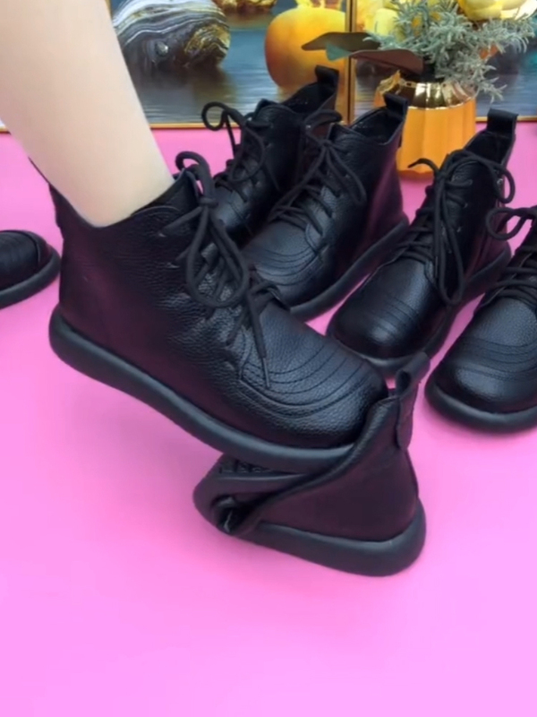 Middle-Aged and Elderly Women's Casual Fashion Shoes, Non-Slip Soft-Soled Women's Autumn and Winter Velvet Martin Boots, Soft Leather Flat-Soled Short Boots for Women Middle-Aged and Elderly Women's Casual Fashion Shoes, Non-Slip Soft-Soled Women's Autumn and Winter Velvet Martin Boots, Soft Leather Flat-Soled Short Boots for Women