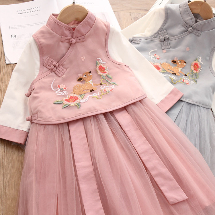 Girl Han Suit Jacket 2021 Spring Children Super Fairy Embroidered Dress Suit Baby Dont Girl China Wind Gusts