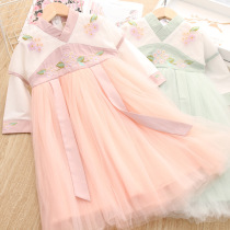Girls Hanfu Skirt 2021 Spring Children's Super Fairy Embroidered Dress Baby Chinese Style Skirt Girls Ancient Dress