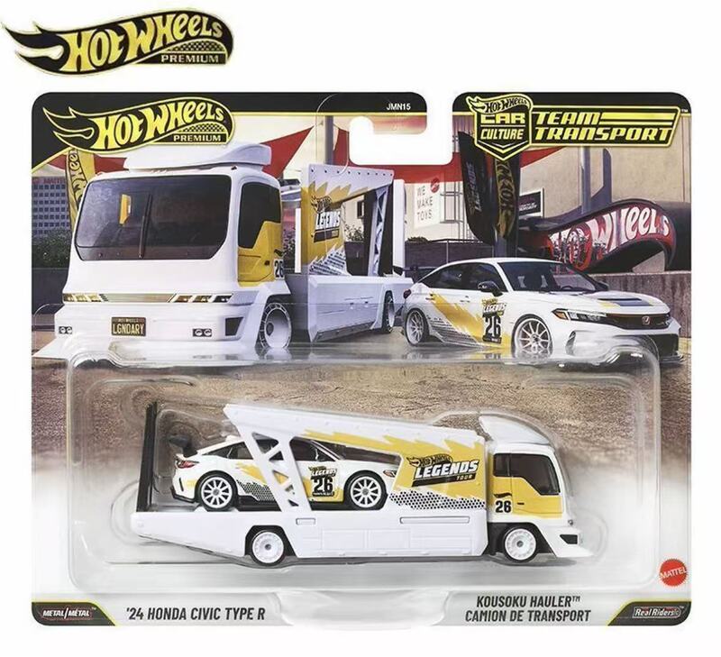 Hot Wheels Car Culture Iron Base Rubber Tire Honda Civic Transporter Alloy Car Legend Journey Jmn15