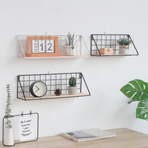 Wall shelf Wall partition Bedroom decoration Kitchen wooden bathroom Punch-free Wrought iron wall-mounted storage rack