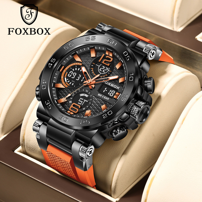 Foxbox/Lige New Multi-Functional Fashionable Sports Watch Waterproof Luminous Dual Display Digital Watch