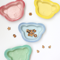 Export French gradient multi-color bear shape ceramic deep plate creative childrens dinner plate fruit snack plate home