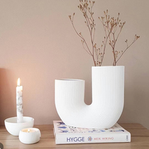 Modern style simple creative U-shaped matte ceramic vase living room table porch dry flower arrangement model room decoration