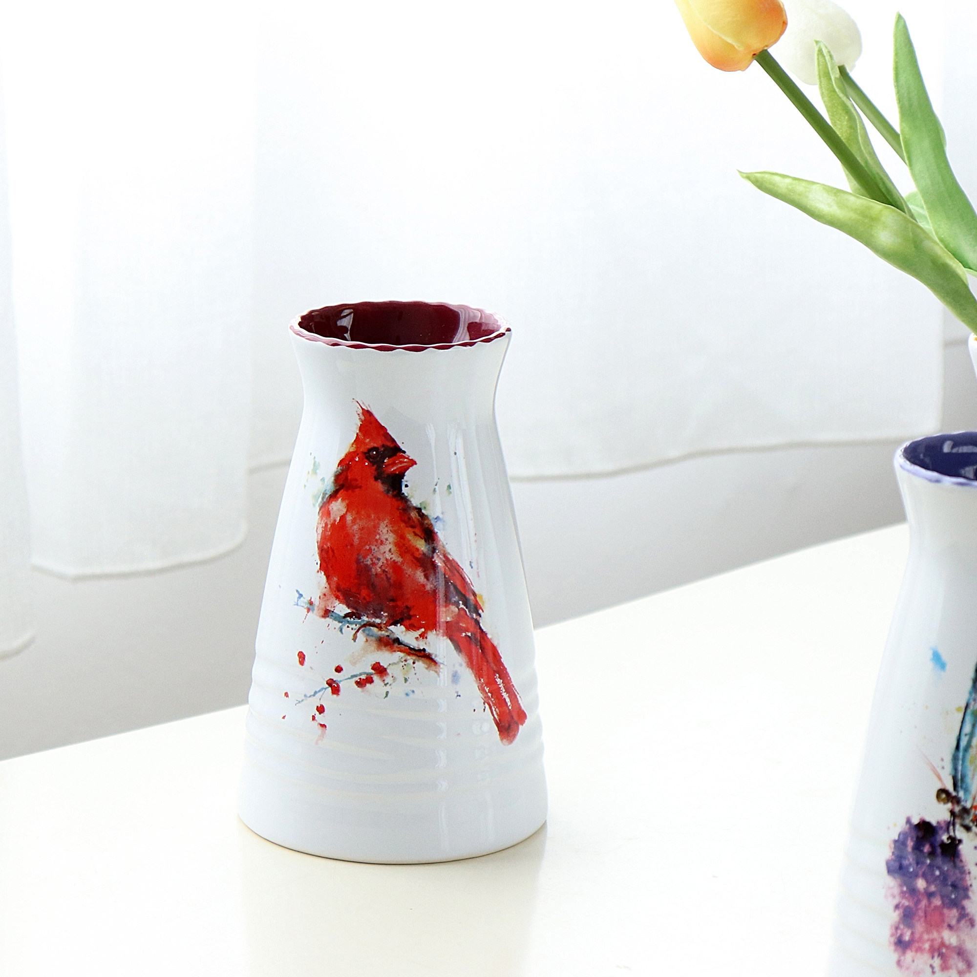 美式简约水墨画系列花瓶花卉水培花插小花瓶桌面摆件陶瓷