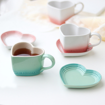 Export French simple gradient heart shaped ceramic coffee cup set afternoon tea tea cup saucer home fresh Cup Saucer