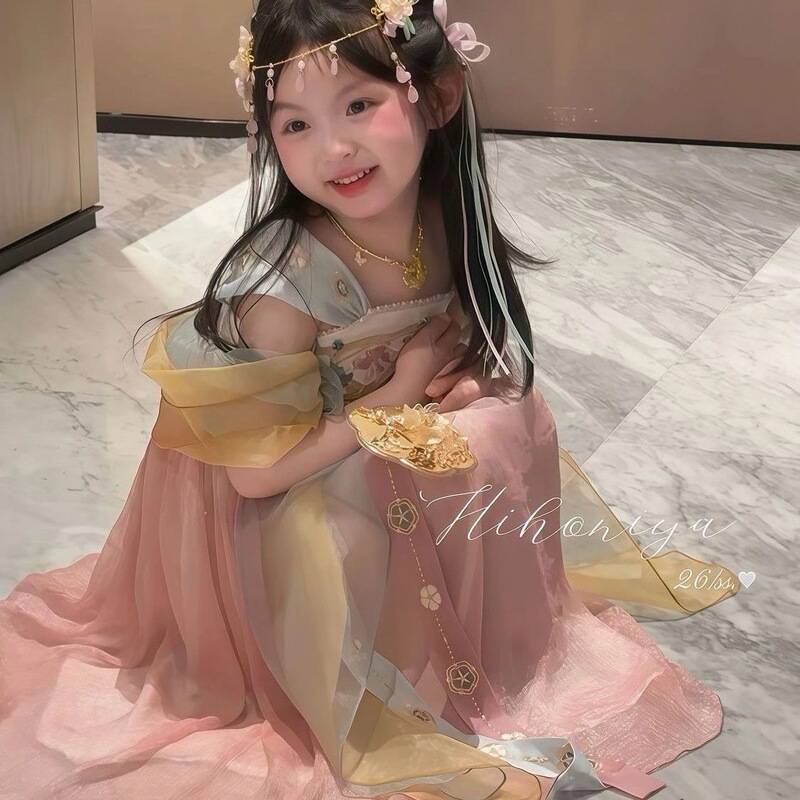 Girls' Hanfu 2026 Summer Style Chinese Style Super Fairy Pink Sweet Princess Dress Children's Ancient Style Embroidered Fairy Dress Girls' Hanfu 2026 Summer Style Chinese Style Super Fairy Pink Sweet Princess Dress Children's Ancient Style Embroidered Fairy Dress