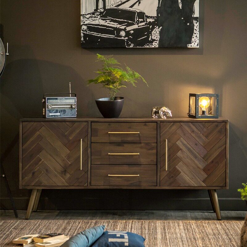 Light luxury wooden cabinet masonry cupboard cupboard log kitchen storage containing cabinet Nordic restaurant dining cabinet