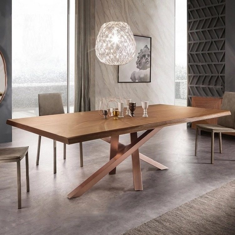 Nordic solid wood conference table Simple modern office desk Creative dining table Designer Computer table Wrought iron writing table