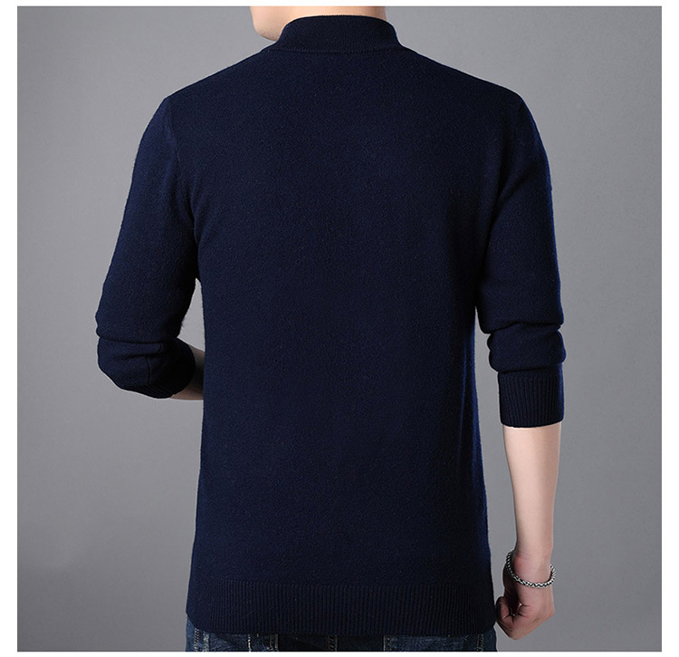 100% áo len cashmere nguyên chất nam mùa đông dày trung niên màu nửa cổ áo len cao cổ áo len đan đáy quần gile nam