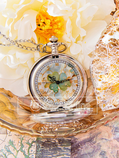 Pocket watch student retro necklace hanging watch female model children electronic junior high school high school four-leaf clover small watch butterfly male model