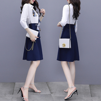 Autumn 2021 New blouse dress waist thin gentle wind temperament high-end print A- line dress