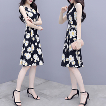 Snowspun Lions dress for women Summer clothes 2022 New closets slim black temperament A word small daisy Chopped Flowers Skirt