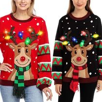 Women LED Light Up Holiday Sweater Christmas Cartoon Reindee